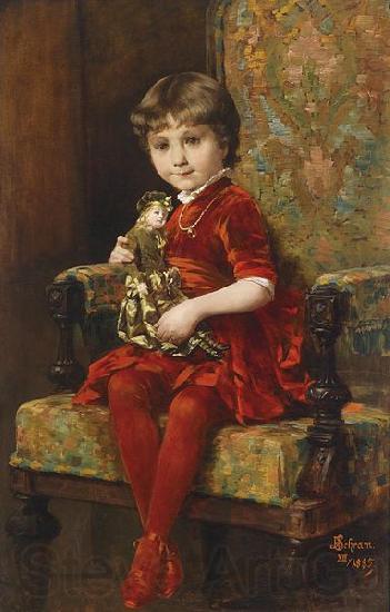 Alois Hans Schram Young Girl with Doll France oil painting art